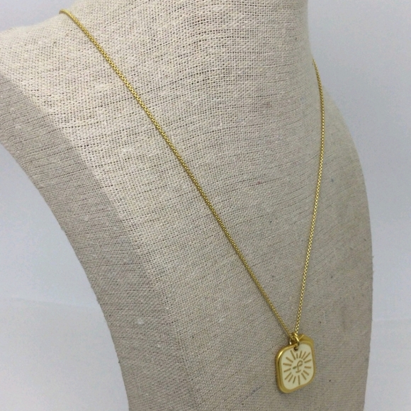 Madewell Goldtone White Enamel Sun Charm Necklace - Picture 3 of 5